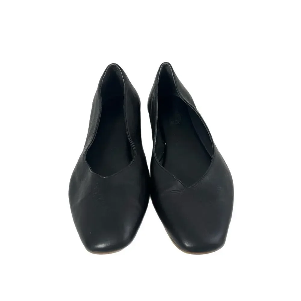 Coach And Four Women's Black Leather Ballet Flats Shoes Size 7.5 Made Italy